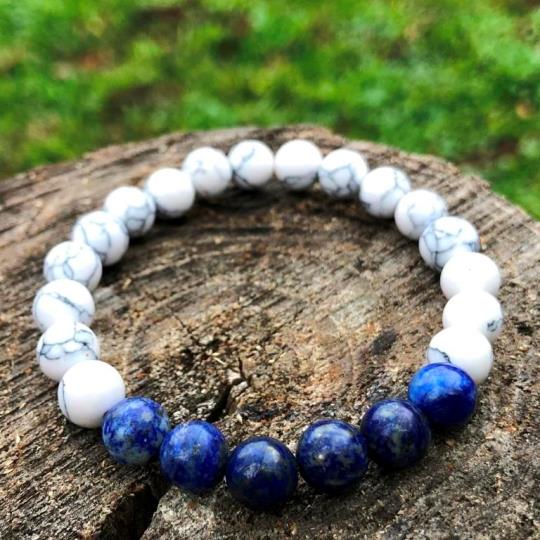 Minerální náramek howlit, lapis lazuli - VLNA